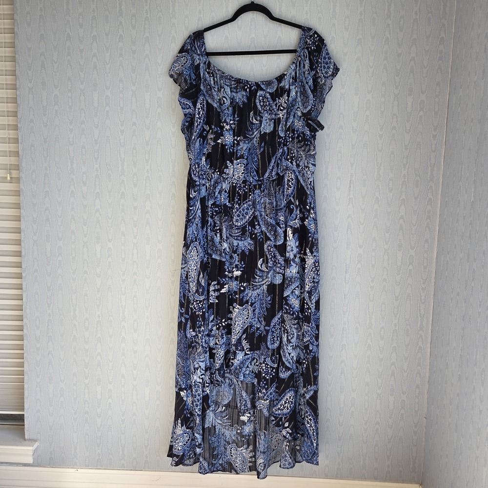 Lane Bryant Womens Dress 22 24 Ruffle Blue High Low Festival Fairy‎ Grunge